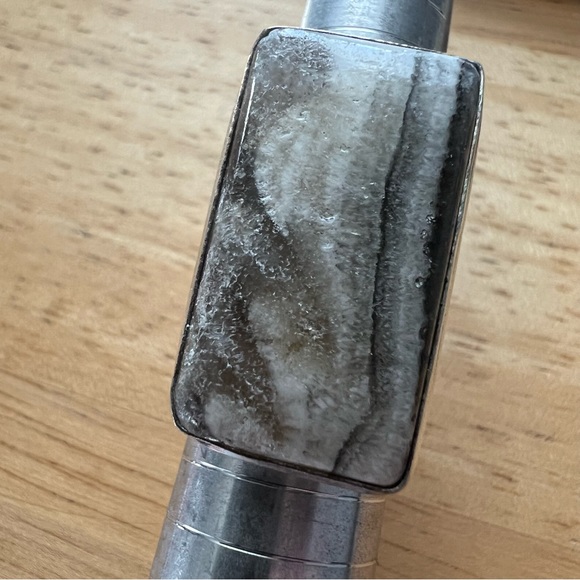 New Zebra Agate Lace Calcite Silver Overlay Ring Size 7.25 - Picture 6 of 6